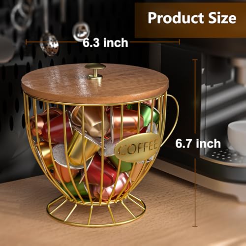 CORTNK Coffee Pod Holder Large Capacity Black K Cup Holder Organizer for Counter - Coffee Bar Accessories Decor Station for Pods, Espresso, Capsules, Creamer(CC-Gold) - Image 2