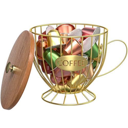 CORTNK Coffee Pod Holder Large Capacity Black K Cup Holder Organizer for Counter - Coffee Bar Accessories Decor Station for Pods, Espresso, Capsules, Creamer(CC-Gold) - Image 1