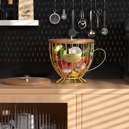CORTNK Coffee Pod Holder Large Capacity Black K Cup Holder Organizer for Counter - Coffee Bar Accessories Decor Station for Pods, Espresso, Capsules, Creamer(CC-Gold) - Image 5