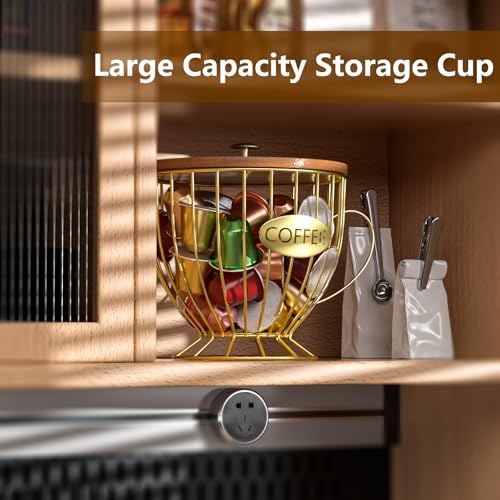 CORTNK Coffee Pod Holder Large Capacity Black K Cup Holder Organizer for Counter - Coffee Bar Accessories Decor Station for Pods, Espresso, Capsules, Creamer(CC-Gold) - Image 3