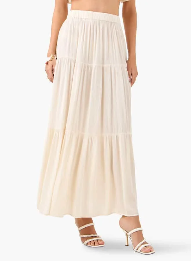 Splash FAV Ruffle Detail Sleeveless Beach Top and Tiered Skirt Set