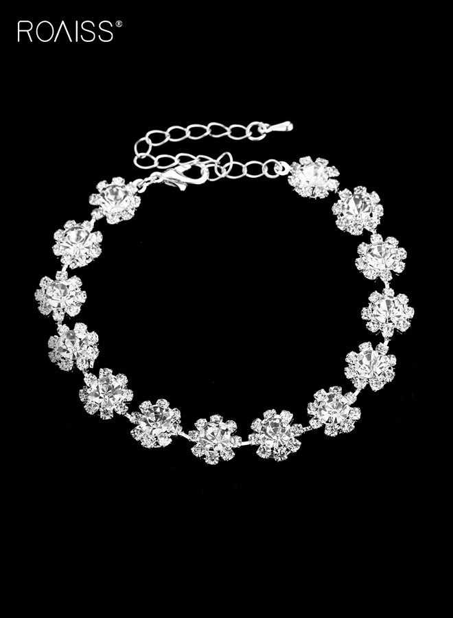 roaiss Women’s Simple Shiny Sunflower Necklace Earrings Bracelet Set in Polished Silver Tone Lightweight Bridal Jewelry Three Piece Clavicle Chain Everyday Chic Wedding Guest Dinner Date Accessory - Image 5