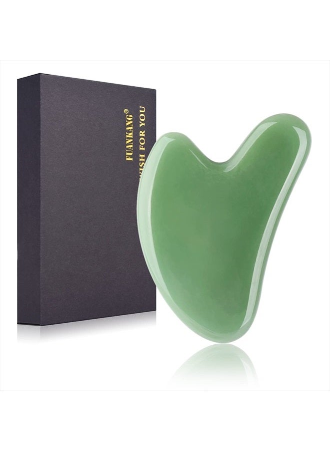 FUANKANG Gua Sha Facial Tools Stone Massage GuaSha Tool for Face (Green) - Image 1