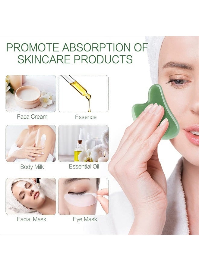 FUANKANG Gua Sha Facial Tools Stone Massage GuaSha Tool for Face (Green) - Image 3