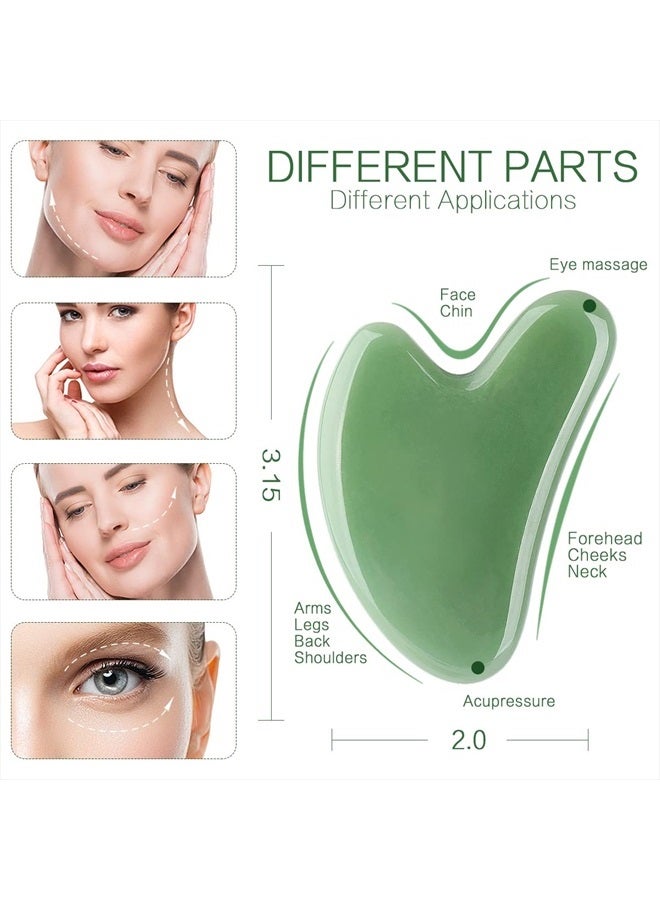 FUANKANG Gua Sha Facial Tools Stone Massage GuaSha Tool for Face (Green) - Image 2