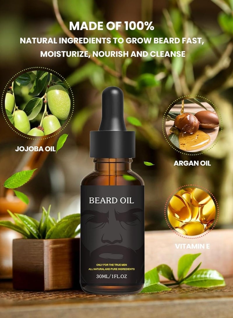 Beard OIL Pack of 2 Beard Oil, Pure Natural Beard Growth Oil, Beard Moisturizing Softener, Beard Growth Products for Patchy Beard, Fathers Day, Perfect Gifts for Men Husband Boyfriend Dad, with Green Tea Scent (30 ml) - Image 2