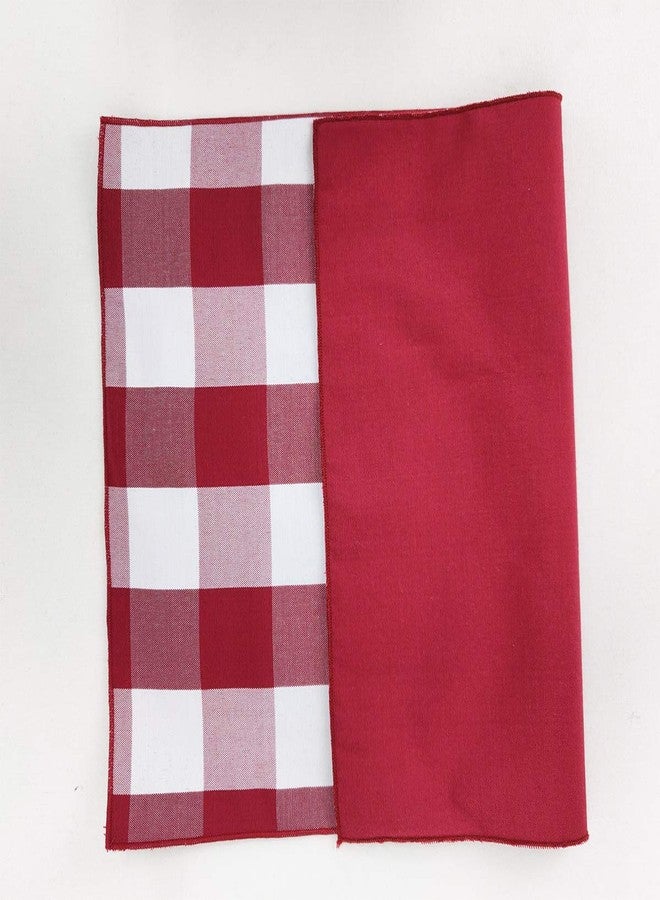 Fennco Styles Buffalo Check Double Layers Reversible Placemats 14" W x 20" L, Set of 4 - Handmade in USA - Red Plaid Table Mats for Everyday Use, Banquet, Holiday, Family Gathering, Special Occasion - Image 3