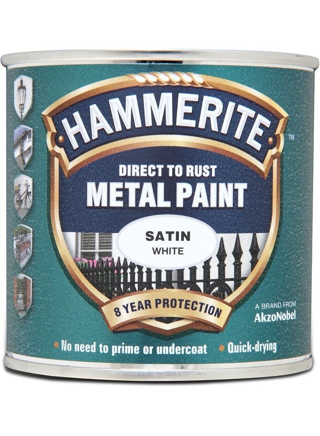 Hammerite Direct to Rust Metal Paint: Satin White 250ml - Image 2
