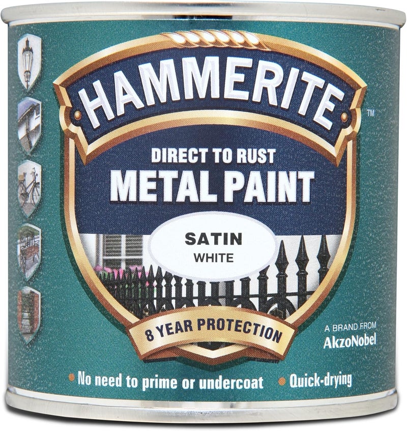 Hammerite Direct to Rust Metal Paint: Satin White 250ml - Image 4