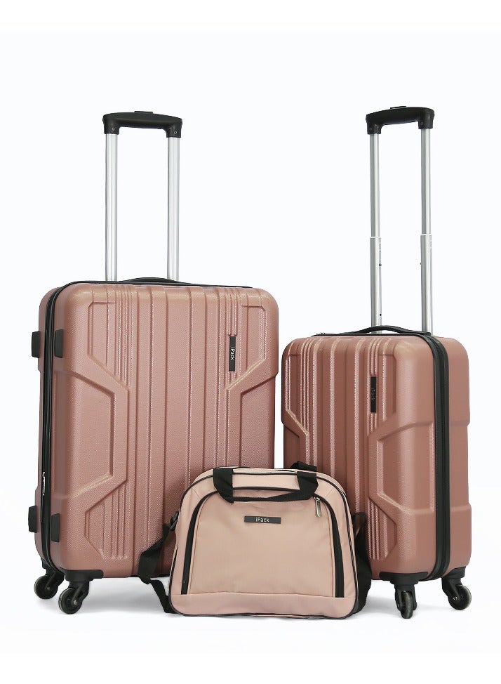 iPack 2-piece set hardside trolley set -24ich-20inch+12 inch Shoulder Bag-rose-gold - Image 1