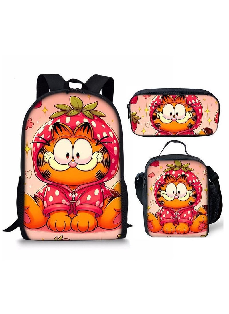 Garfield - New Style Cartoon Student Backpack Three-Piece Set 29*42*16cm - Image 1