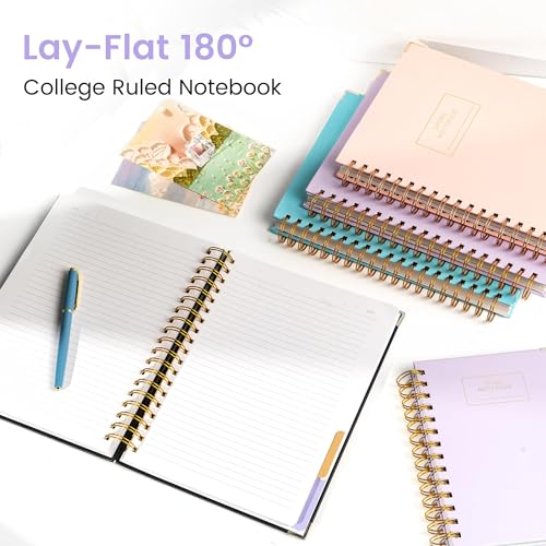 Yoment Hardcover Spiral Notebook with Tabs 8"x10" Large Spiral Lined Journals for Women with Dividers 240 Pages College Ruled Composition Notebook 5 Subject Notebook for Work, Back to School, Gifts, Purple - Image 5