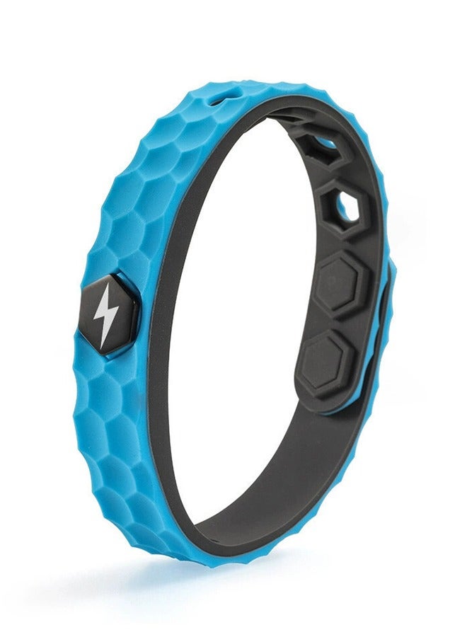 Realfrog Anti Static Wrist Band, Wireless Rhombus Antistatic Wrist Strap, Negative Ion Silicone Outdoor Sports Energy Wristband Improve Sleep Electrostatic Removal Bracelet（Lightning pattern,Blue）  - Image 1