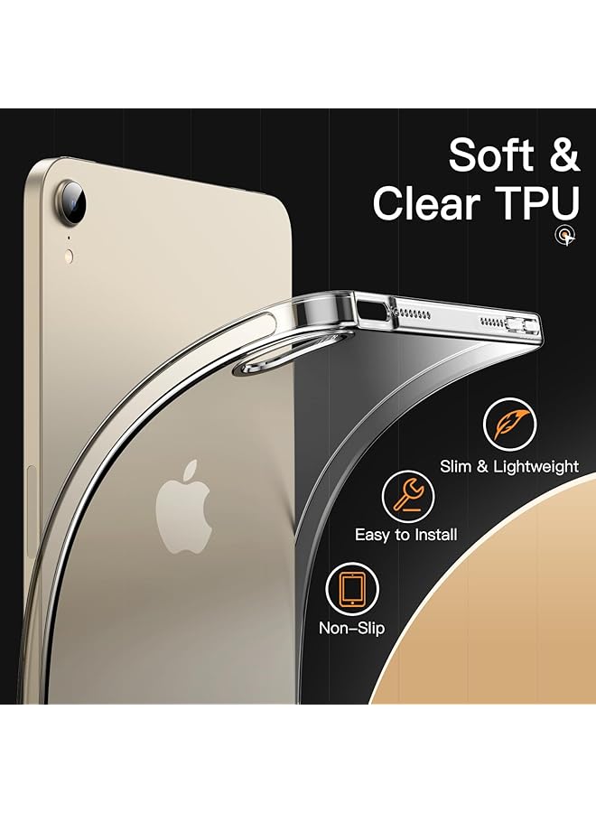 جي تيك حافظة لجهاز ايباد ميني A17 برو 2024 موديل الجيل السابع ميني 6 2021 الجيل السادس غطاء شفاف ناعم من مادة TPU مقاوم للصدمات - Image 3