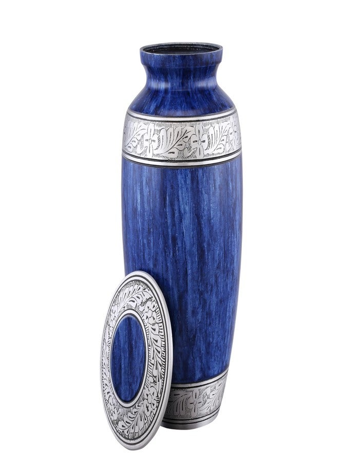 URNS OF DIGNITY جرة لحفظ رماد الموتى - جرة كبيرة للبالغين لحفظ الرماد - جرة جنائزية للرجال والنساء - جرة تذكارية للأحباء - جرة دفن للمنزل أو المقبرة أو مراسم الجنازة (أزرق، للبالغين) - Image 3