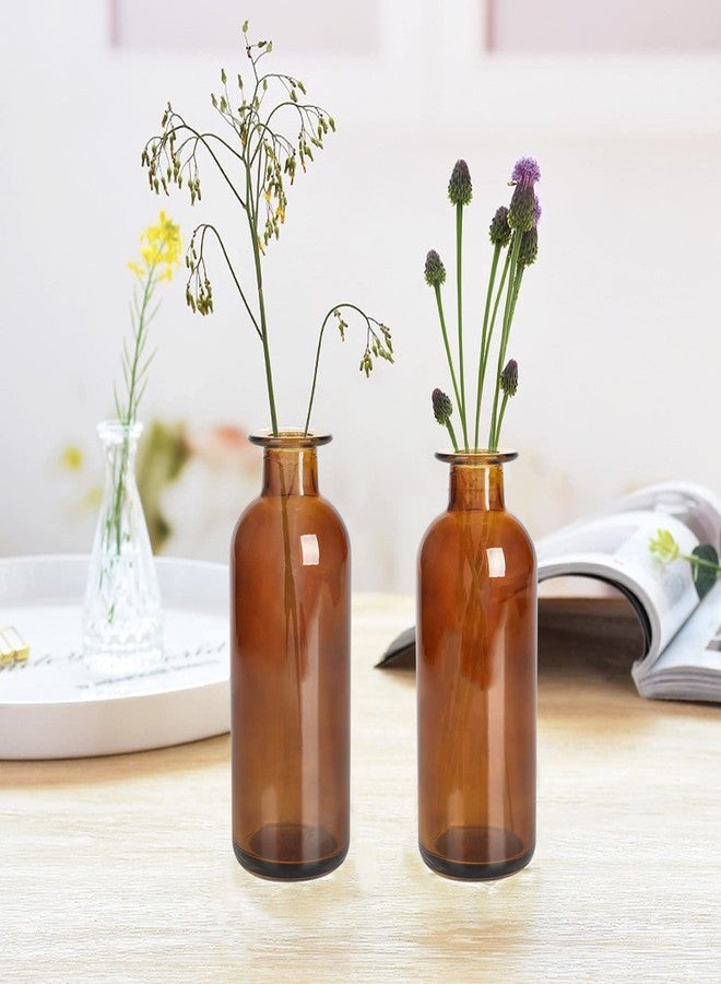 SUJUN مزهريات زجاجية كهرمانية صغيرة، عبوة من 20 مزهرية سعة 8 أونصات، مزهريات صغيرة للزهور، زجاجات كهرمانية مزخرفة لتزيين طاولة الطعام، ديكور منزلي، مكتب، حفل زفاف، طراز كلاسيكي - Image 5