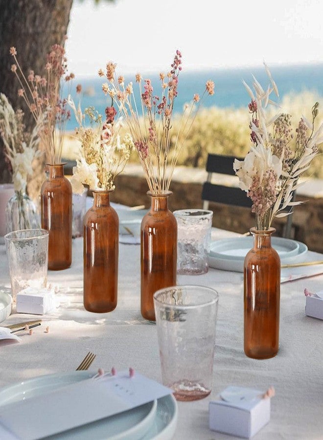 SUJUN مزهريات زجاجية كهرمانية صغيرة، عبوة من 20 مزهرية سعة 8 أونصات، مزهريات صغيرة للزهور، زجاجات كهرمانية مزخرفة لتزيين طاولة الطعام، ديكور منزلي، مكتب، حفل زفاف، طراز كلاسيكي - Image 4