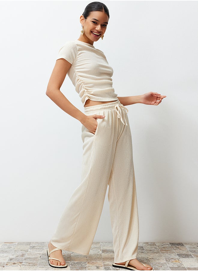 trendyol - Premium Stone Wide Leg Pants Flexible Knitted TWOSS24PL00054 - Image 1