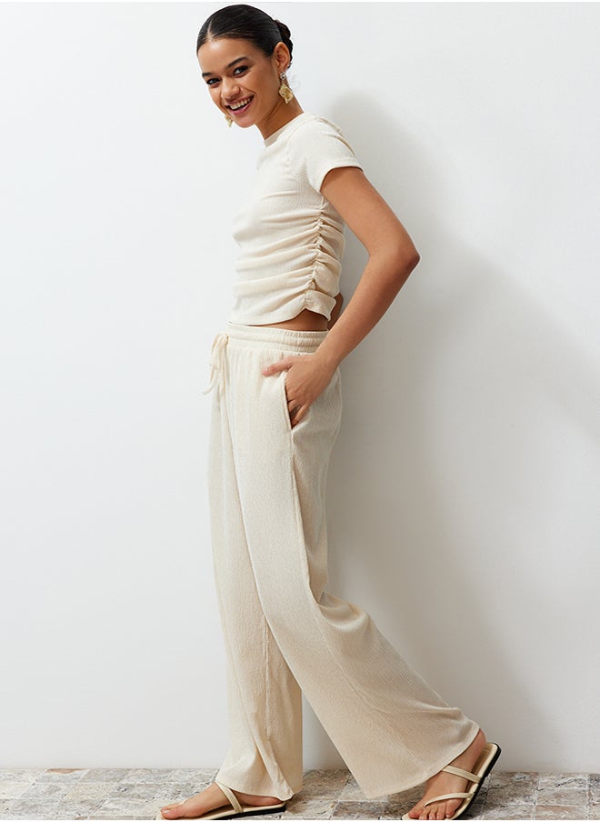 trendyol - Premium Stone Wide Leg Pants Flexible Knitted TWOSS24PL00054 - Image 1