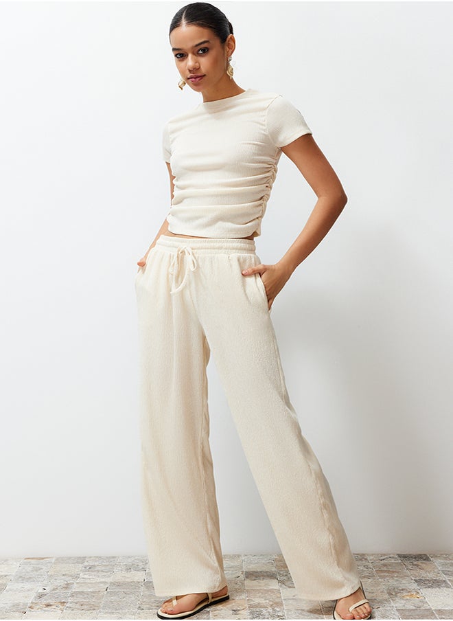 trendyol - Premium Stone Wide Leg Pants Flexible Knitted TWOSS24PL00054 - Image 1