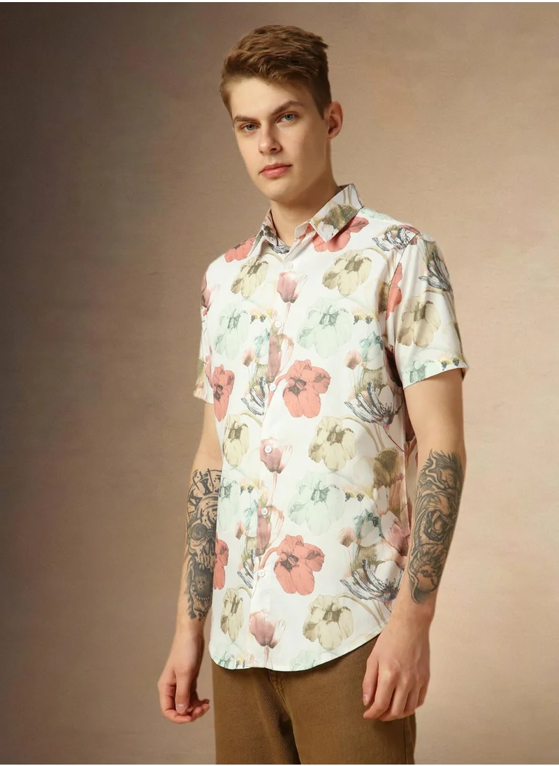 دينيس لينغو Men's Multicoloured 100% Cotton Printed Regular Fit Shirt