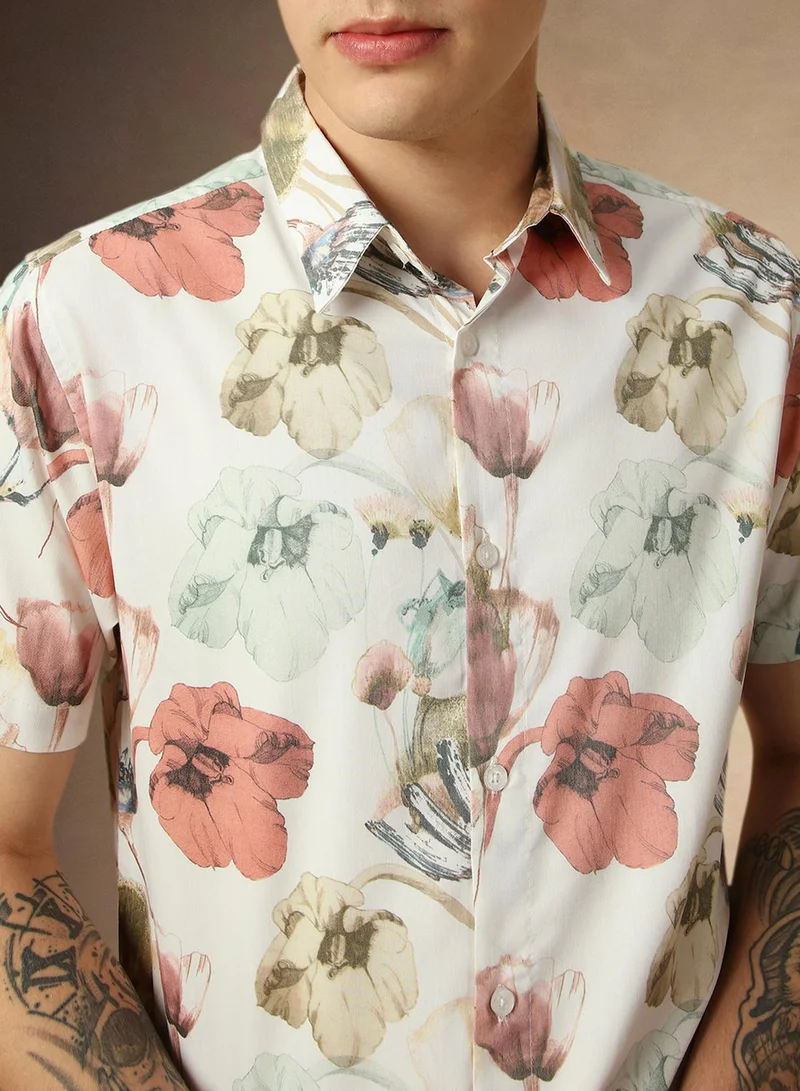 Dennis Lingo Men's Multicoloured 100% Cotton Printed Regular Fit Shirt