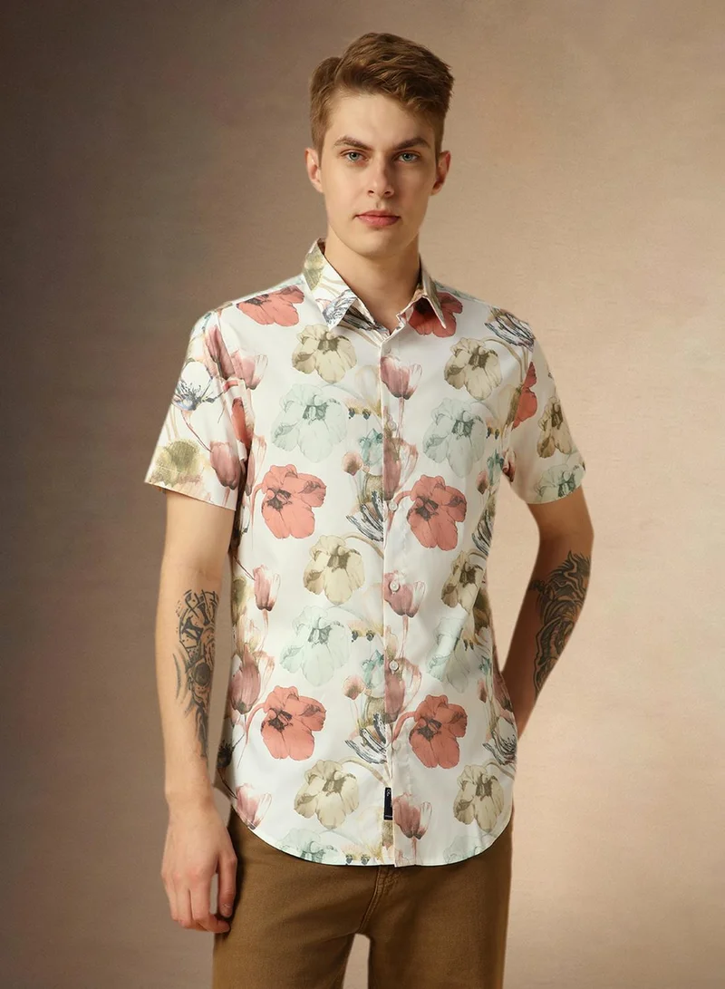 Dennis Lingo Men's Multicoloured 100% Cotton Printed Regular Fit Shirt
