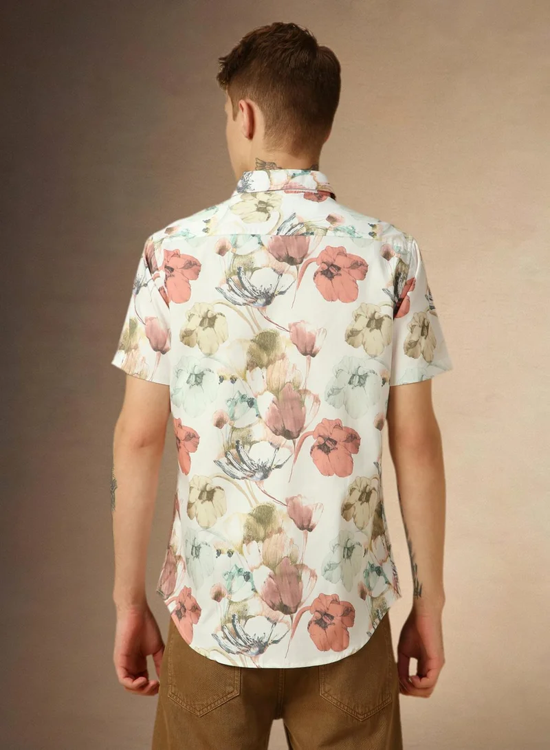 Dennis Lingo Men's Multicoloured 100% Cotton Printed Regular Fit Shirt