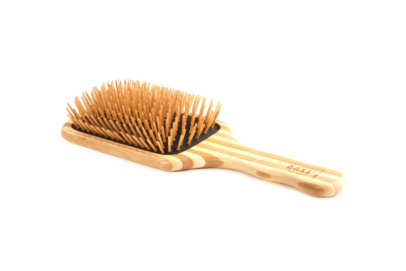 Bass Brushes | The Green Brush | Bamboo Pin + Bamboo Handle Hair Brush | Large Paddle - Image 1