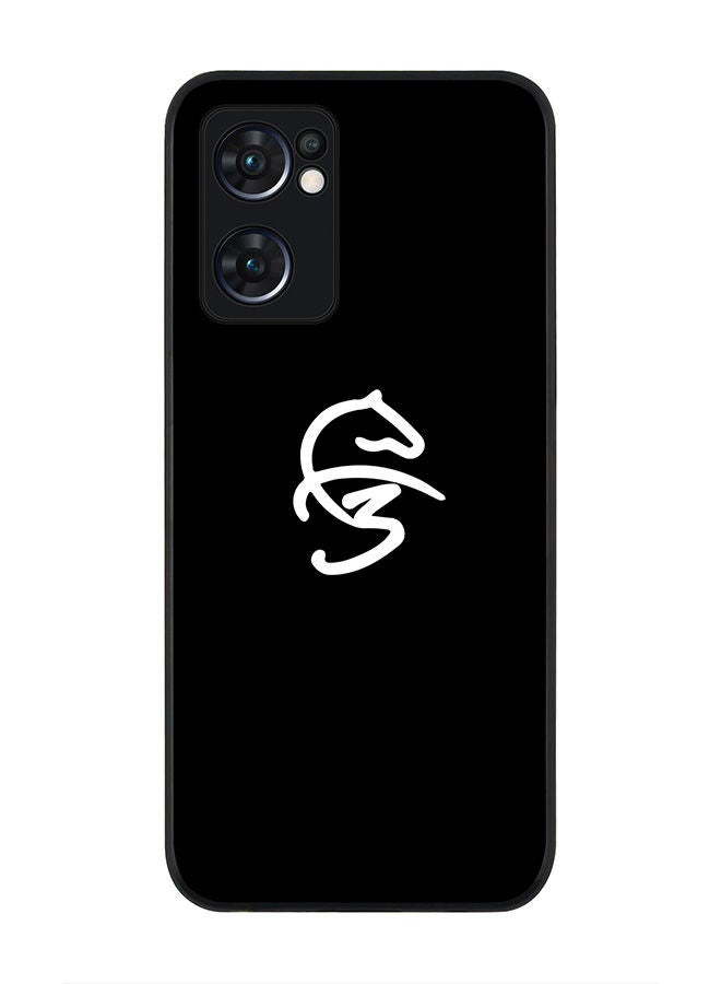 Stylizedd Rugged Black edge case for Oppo Reno7 5G  Slim fit Soft Case Flexible Rubber Edges Anti Drop TPU Gel Thin Cover -  Faz3 Icon Black - Image 1