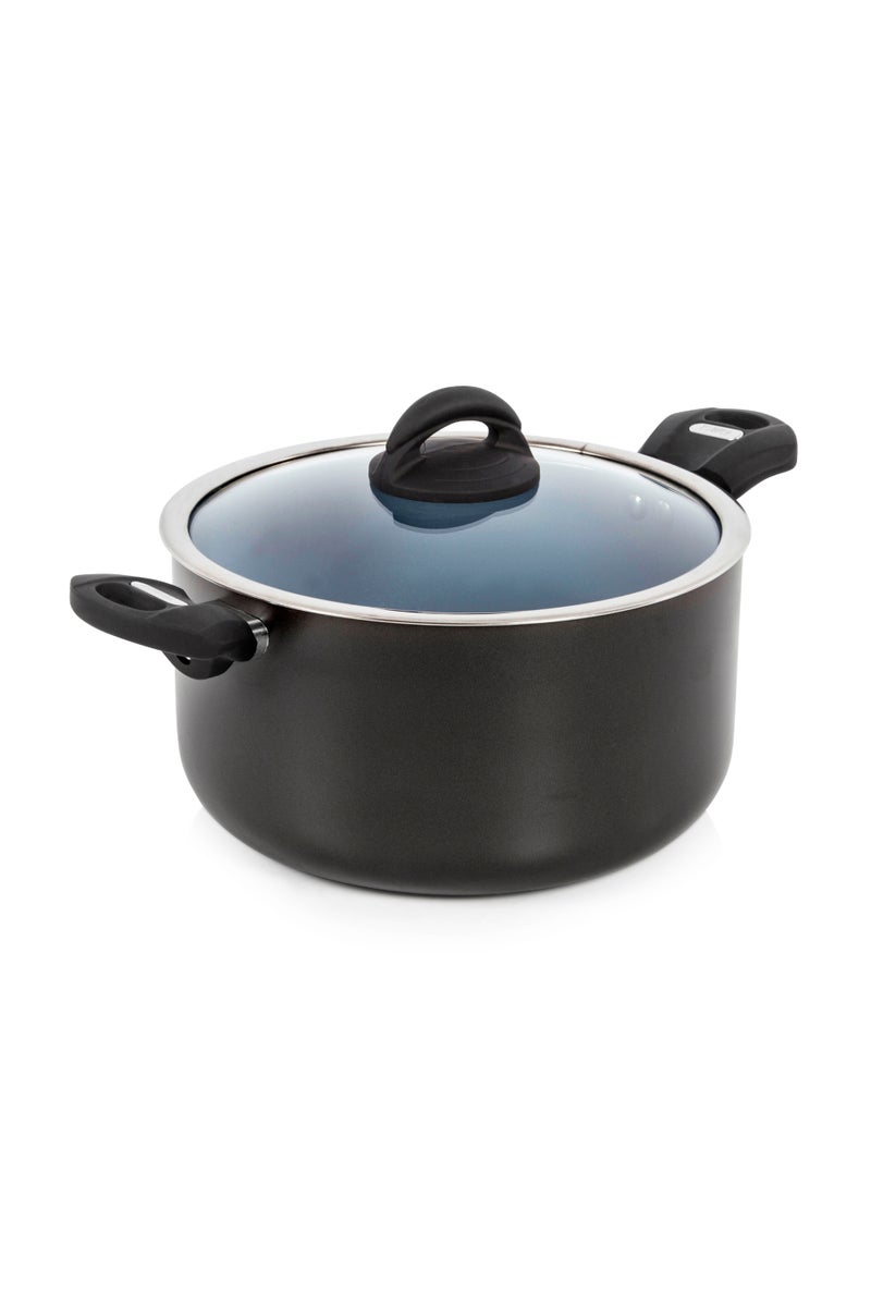 Tower Cerasure 5.8L (24cm) Aluminium Non-Stick Ceramic Casserole Dish with Glass Lid | Healthy Cooking Pot | All Kitchen Stovetop Compatible | Dishwasher Safe | PFOA Free Cookware Pan | Graphite Grey - Image 1