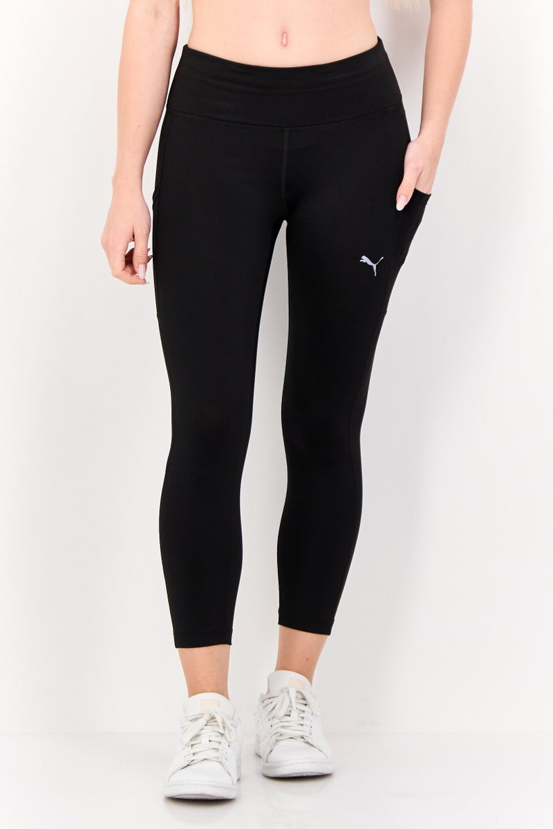 Women Sportswear Fit Brand Logo Running Leggings, Black