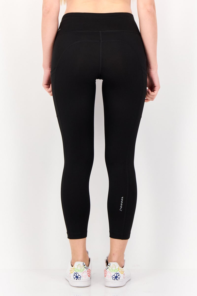 Women Sportswear Fit Brand Logo Running Leggings, Black