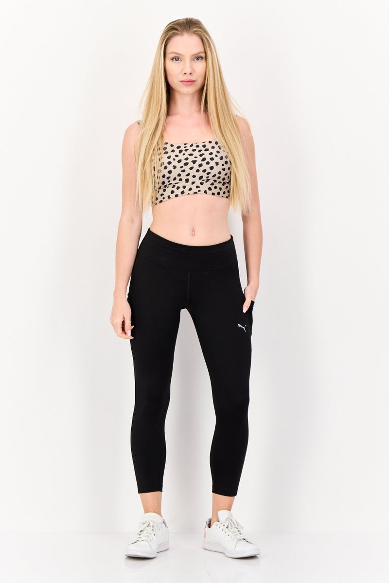 Women Sportswear Fit Brand Logo Running Leggings, Black