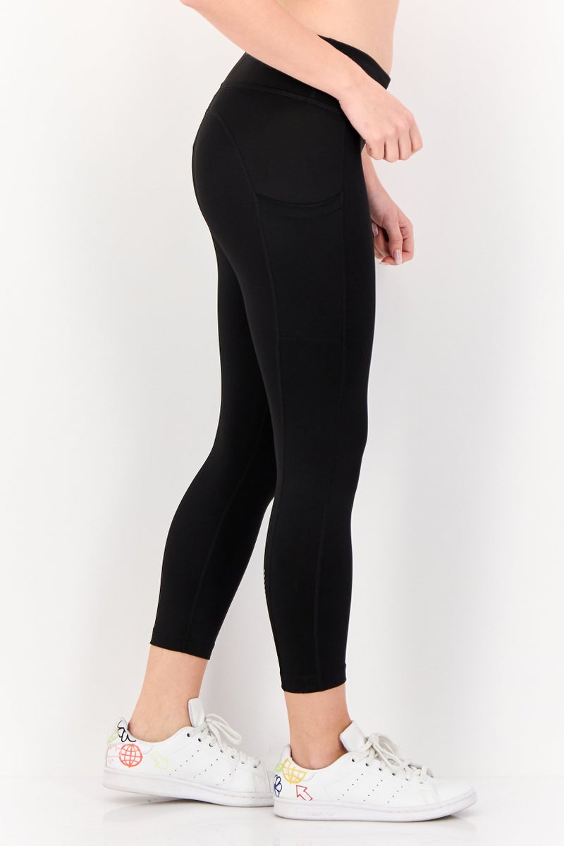 Women Sportswear Fit Brand Logo Running Leggings, Black