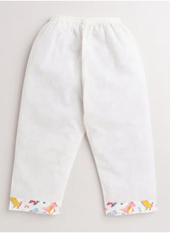Polka Tots Polka Tots Full Sleeves Night Wear Dinosaur Kurta Pyjama - White  - Image 4