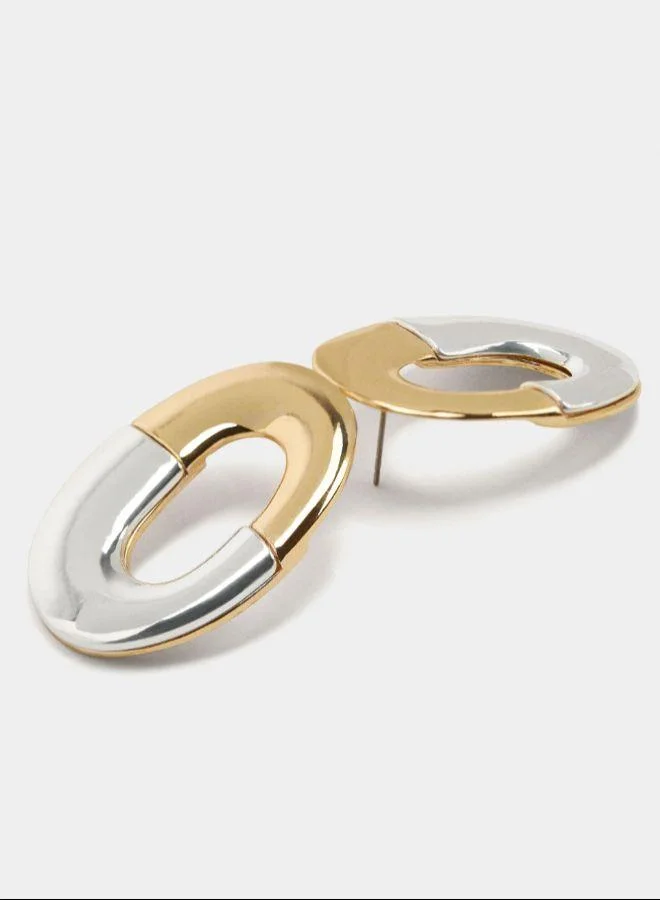 بارفوا أقراط بيضاوية ثنائية اللون