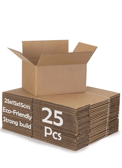 [25 Pack] Brown Carton 25x15x15 cm Moving Boxes Cardboard Boxes Large Shipping Box Mailing Boxes Recyclable Corrugated Cardboard Shipping Box for Packaging Storage Box