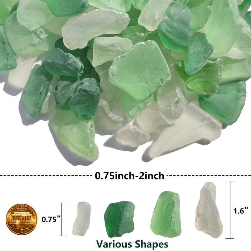 QYGL Sea Glass Block - 1LB Green Mixed Frosted Sea Glass - Vase Filler and Aquarium Ornament, DIY Craft Supplies for Art, Sea Glass Decor, Beach Weddings, and Home Decor - Image 3