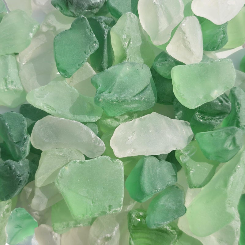 QYGL Sea Glass Block - 1LB Green Mixed Frosted Sea Glass - Vase Filler and Aquarium Ornament, DIY Craft Supplies for Art, Sea Glass Decor, Beach Weddings, and Home Decor - Image 1