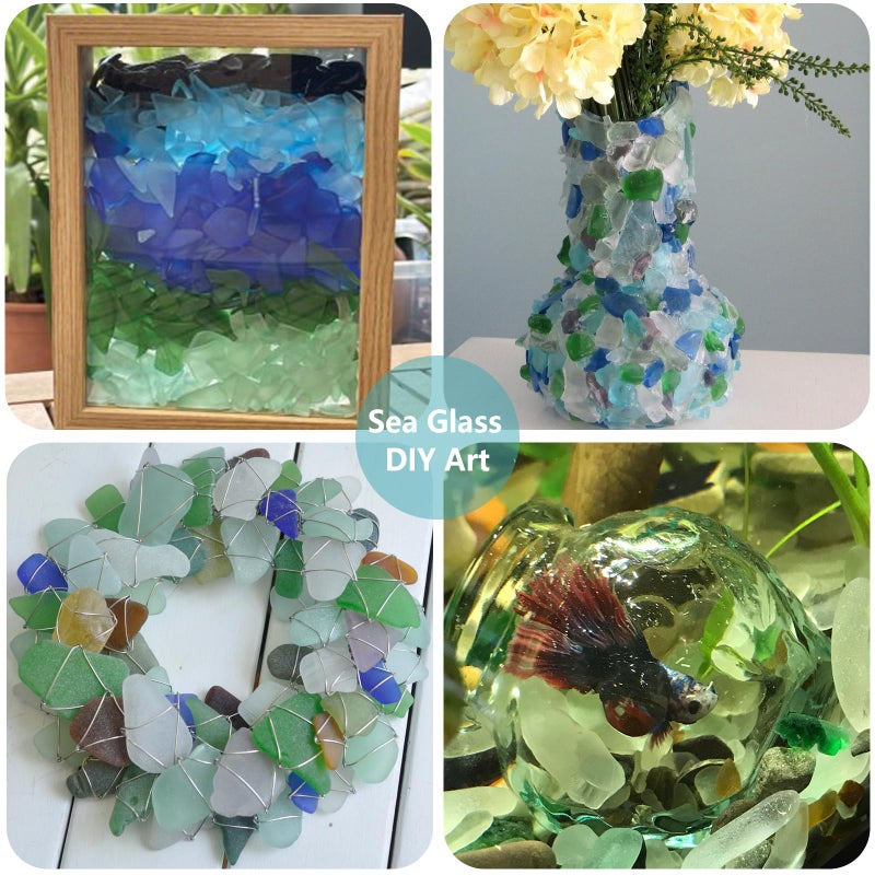 QYGL Sea Glass Block - 1LB Green Mixed Frosted Sea Glass - Vase Filler and Aquarium Ornament, DIY Craft Supplies for Art, Sea Glass Decor, Beach Weddings, and Home Decor - Image 5