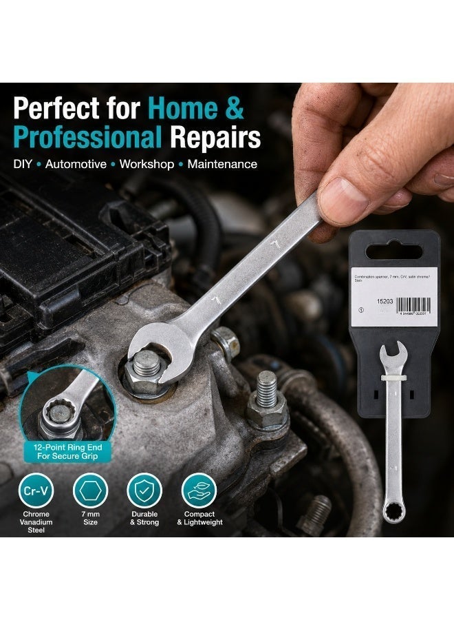 STELS 7mm Combination Wrench, Chrome Vanadium Steel Open End & 12-Point Ring Spanner With Satin Chrome Finish For DIY, Garage, Automotive Repair & Home Maintenance - Image 5