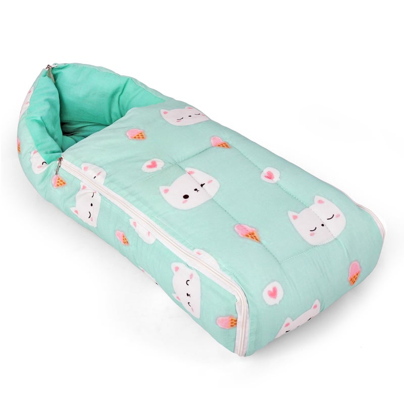 TinyPlay Baby Sleeping Bag for New Born | 3 in 1 Portable Baby Bed & Carry Nest | Soft Cotton Sleeping Bag for Baby | Lightweight & Travel Friendly | 0-6 Months | Peachy Paws - Image 5