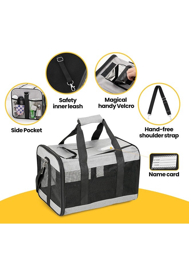 Cat Carrier Soft-Sided Dog Carrier with Inner Safety Leash Pet Transport Carrier for Small-Medium Cats Puppies Collapsible Travel Kitten Carrier Bag Medium Size - Image 5