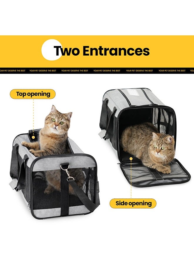 Cat Carrier Soft-Sided Dog Carrier with Inner Safety Leash Pet Transport Carrier for Small-Medium Cats Puppies Collapsible Travel Kitten Carrier Bag Medium Size - Image 4