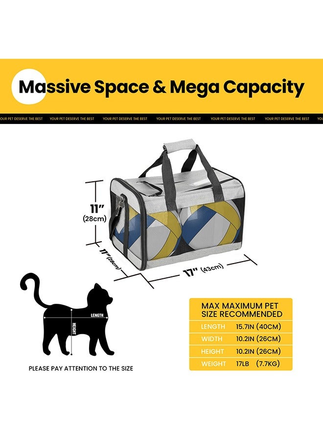 Cat Carrier Soft-Sided Dog Carrier with Inner Safety Leash Pet Transport Carrier for Small-Medium Cats Puppies Collapsible Travel Kitten Carrier Bag Medium Size - Image 2