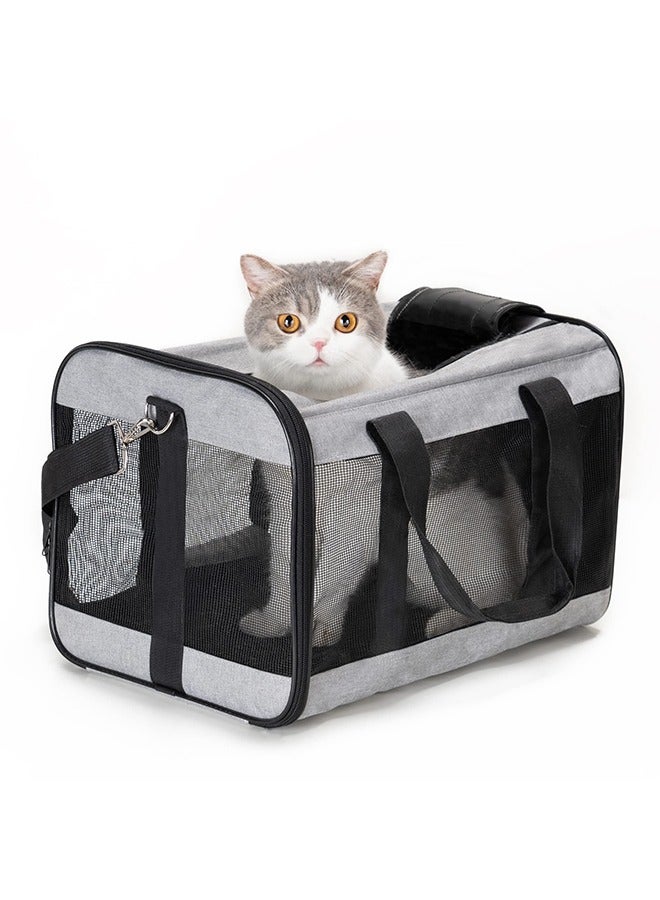 Cat Carrier Soft-Sided Dog Carrier with Inner Safety Leash Pet Transport Carrier for Small-Medium Cats Puppies Collapsible Travel Kitten Carrier Bag Medium Size - Image 1