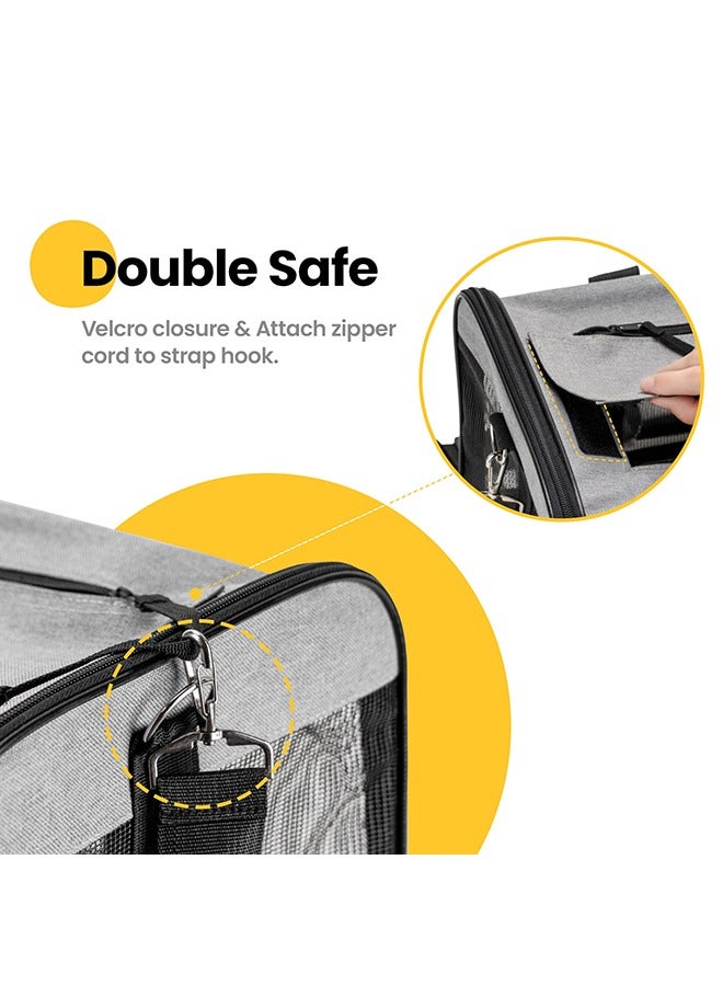 Cat Carrier Soft-Sided Dog Carrier with Inner Safety Leash Pet Transport Carrier for Small-Medium Cats Puppies Collapsible Travel Kitten Carrier Bag Medium Size - Image 3