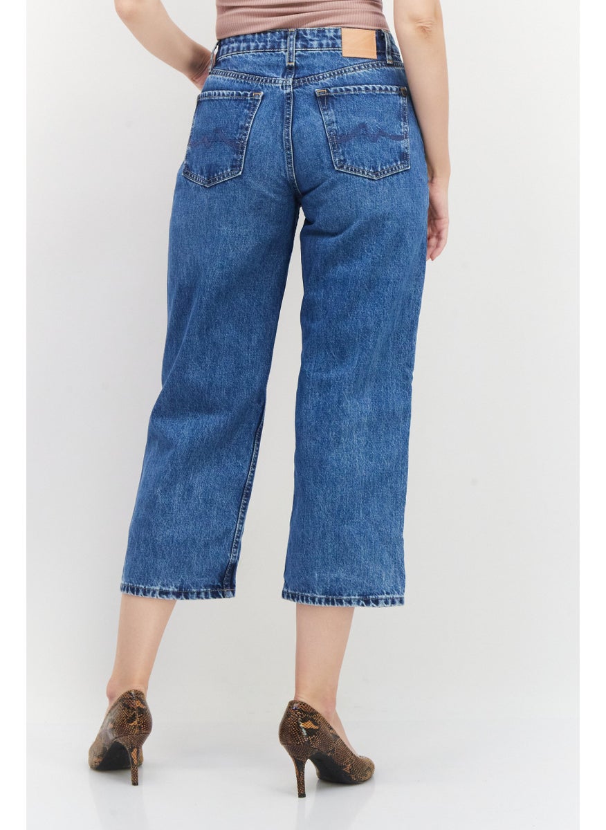 Pepe Jeans Women Long Fit Straight Washed Non-Stretchable Jeans, Blue  - Image 2