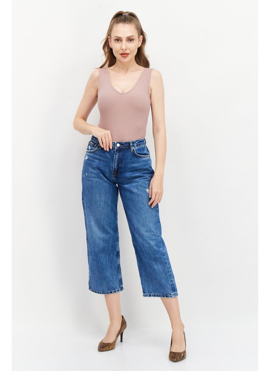 Pepe Jeans Women Long Fit Straight Washed Non-Stretchable Jeans, Blue  - Image 4